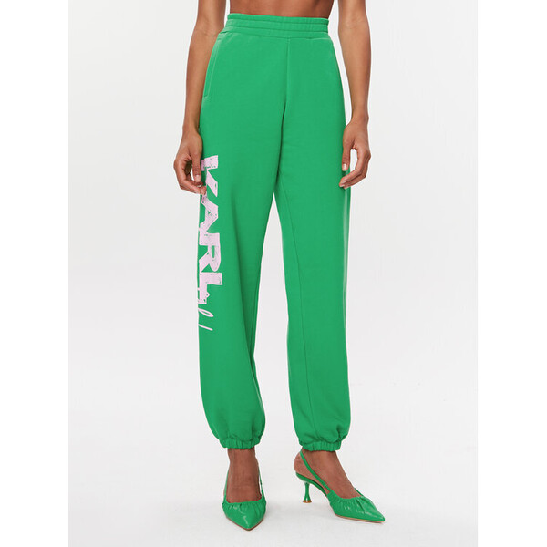 KARL LAGERFELD Spodnie dresowe 235W1052 Zielony Relaxed Fit