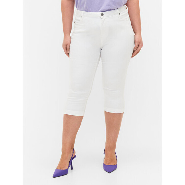 Zizzi Szorty jeansowe O10305H Biały Slim Fit