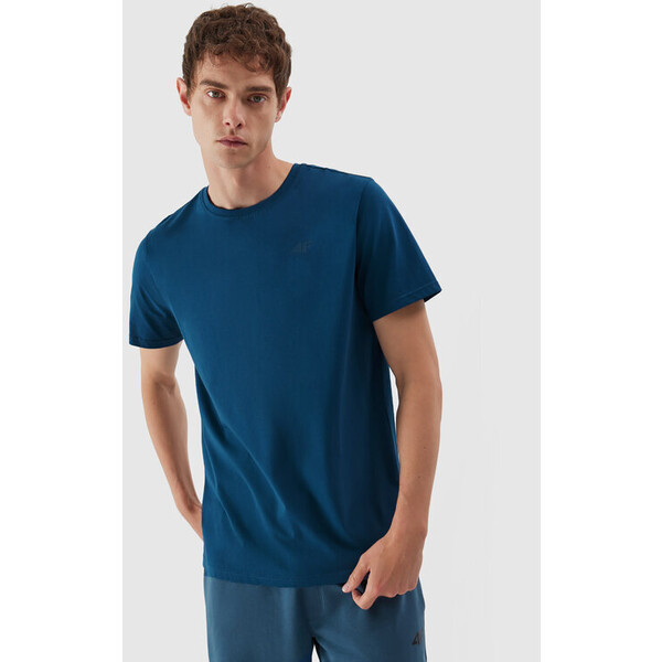 T-Shirt 4FAW23TTSHM0876 Niebieski Regular Fit