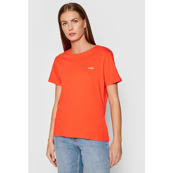 Wrangler T-Shirt Sign Off Tee W7Q0D3 Pomarańczowy Regular Fit