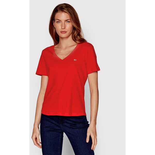 Tommy Jeans T-Shirt DW0DW14617 Czerwony Slim Fit