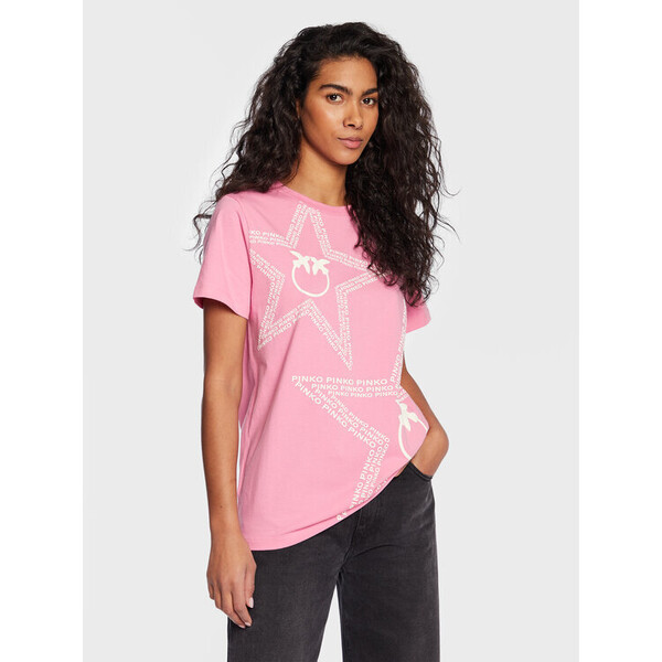 Pinko T-Shirt Acquasparta 100353 A0KH Różowy Regular Fit