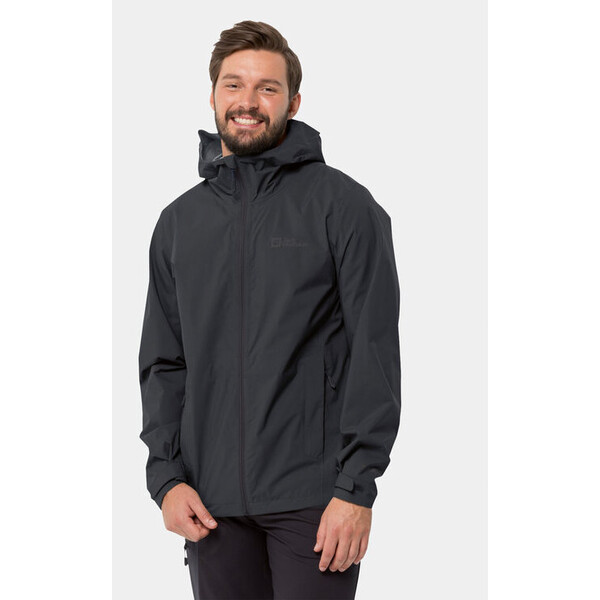 Jack Wolfskin Kurtka przeciwdeszczowa Elsberg 2.5L Jkt 1115881 Czarny Regular Fit