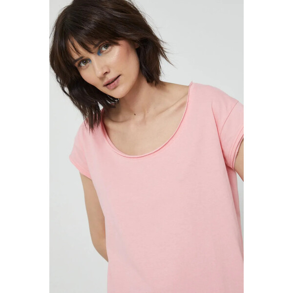 Medicine T-shirt bawełniany damski gładki różowy