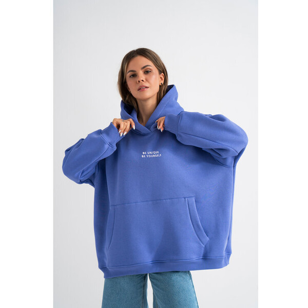 Mirons Bluza Hoodie Be Unique Very Peri Fioletowy Oversize