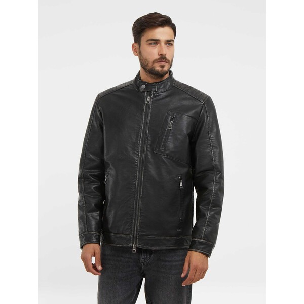 GUESS Kurtka biker ze skóry syntetycznej M3BL14WFOQ0-JBLK