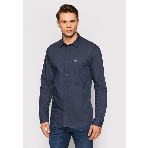 Tommy Jeans Koszula Essential Poplin DM0DM11870 Granatowy Regular Fit