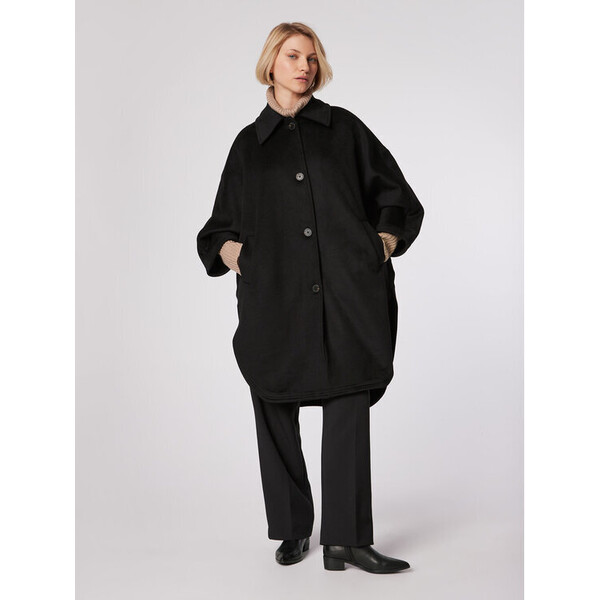 Simple Płaszcz przejściowy PLD505-01 Czarny Oversize