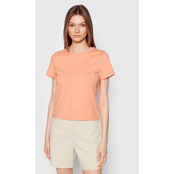 Lee T-Shirt Shrunken L44TETUS Pomarańczowy Slim Fit