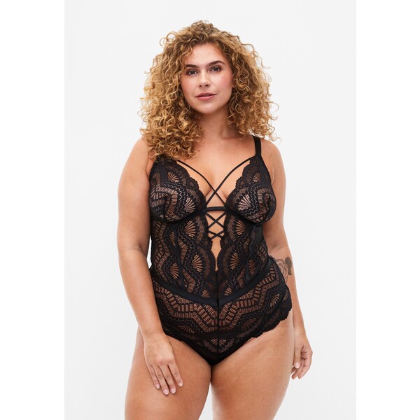 Devoted By Zizzi LACE BODYSTOCKING WITH STRINGS Body DEU81S008-Q11