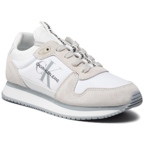 Calvin Klein Jeans Sneakersy Runner Laceup Sneaker Sock YW0YW00462 Biały