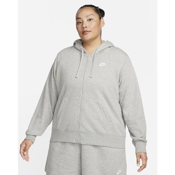 Damska bluza z kapturem i zamkiem na całej długości (duże rozmiary) Nike Sportswear Club Fleece DV5211-063