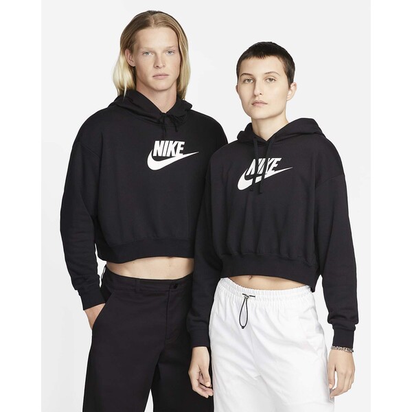 Damska bluza z kapturem i grafiką o skróconym kroju oversize Nike Sportswear Club Fleece DQ5850-010