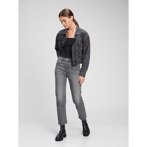 GAP Jeansy straight high rise grey 753446-00