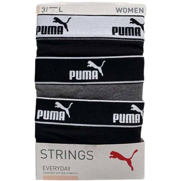 Majtki damskie Puma STRING 3-PACK czarne 93533701