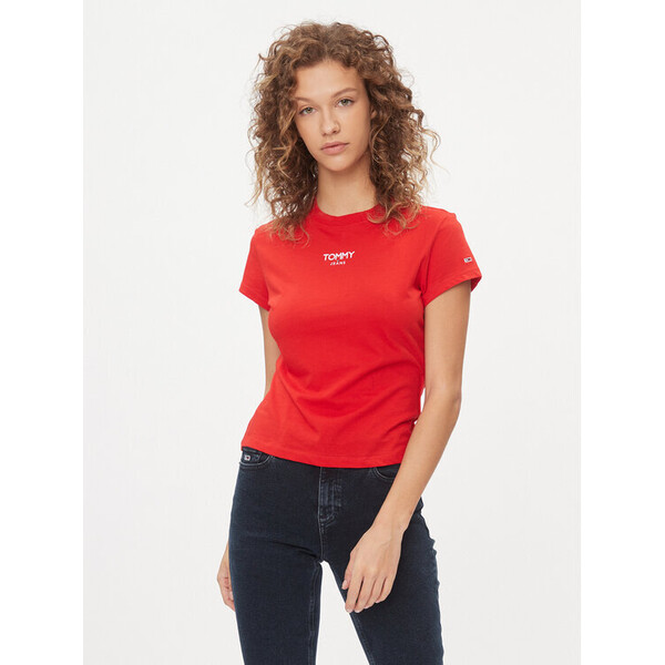 Tommy Jeans T-Shirt Bby Essential Logo DW0DW16435 Czerwony Slim Fit