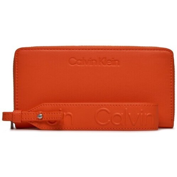 Calvin Klein Duży Portfel Damski Gracie Wallet W/Strap Lg K60K611388 Pomarańczowy