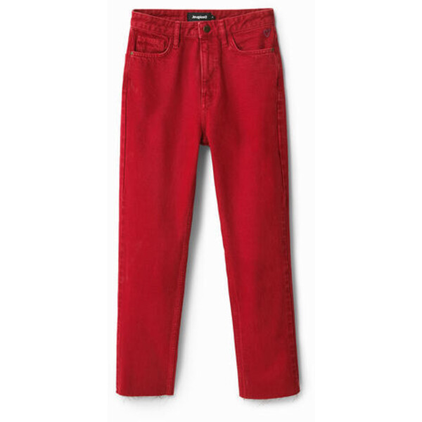 Desigual Spodnie dżinsowe z prostymi nogawkami o krótszym kroju 22WWDD093028