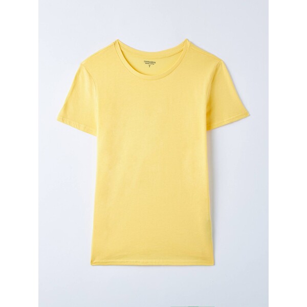 Terranova T-shirt basic z okrągłym dekoltem Żółty pastelowy SAB0052494001S718