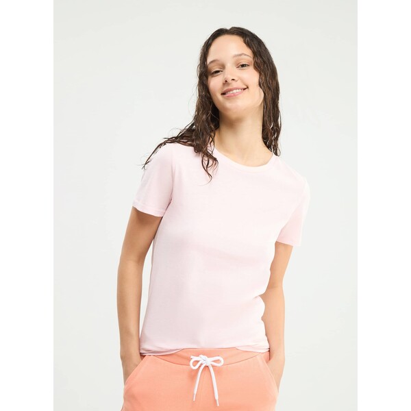 Terranova T-shirt basic z okrągłym dekoltem Różowy jasny SAB0052494001S120
