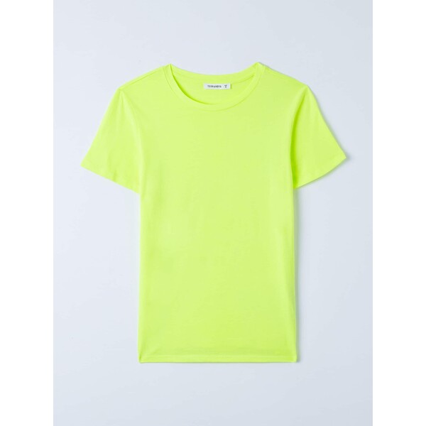 Terranova T-shirt basic z okrągłym dekoltem Żółty fluorescencyjny SAB0052494001S070