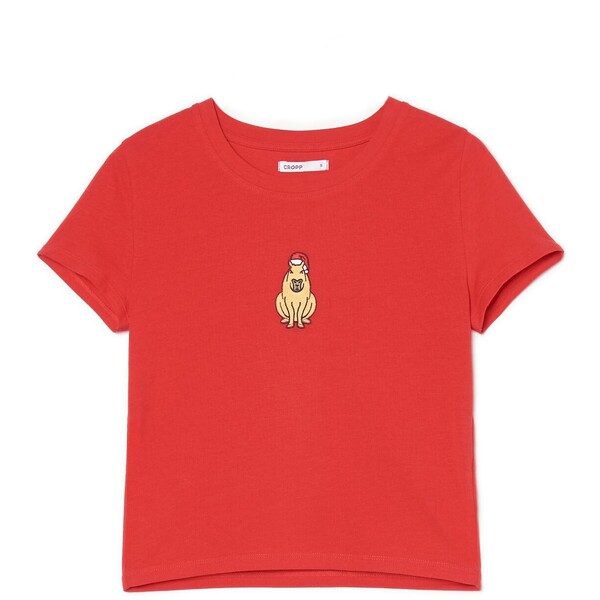 Cropp Czerwona świąteczna koszulka z kapibarą 2387W-33X