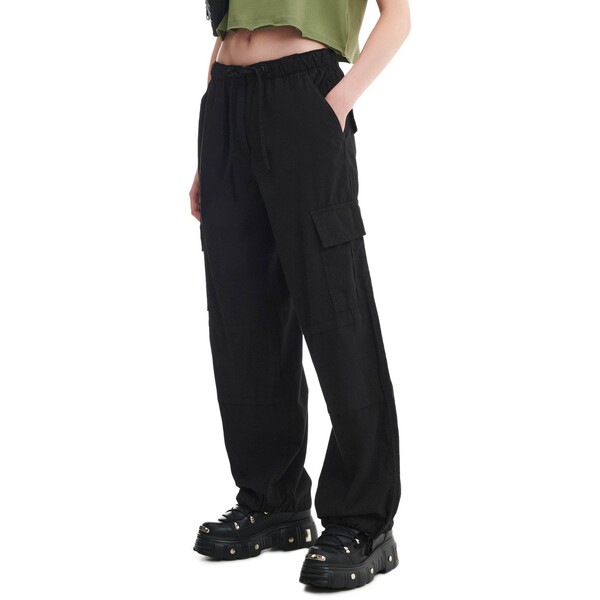 Cropp Czarne spodnie z szeroką nogawką 2982W-99X