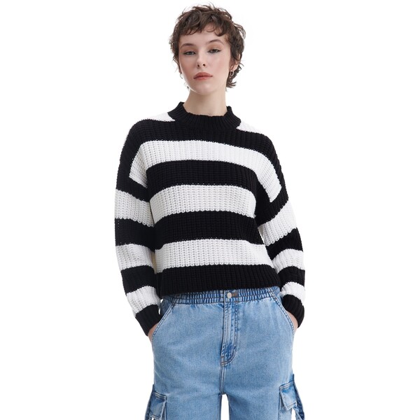 Cropp Czarno-biały sweter w paski 3478W-99X