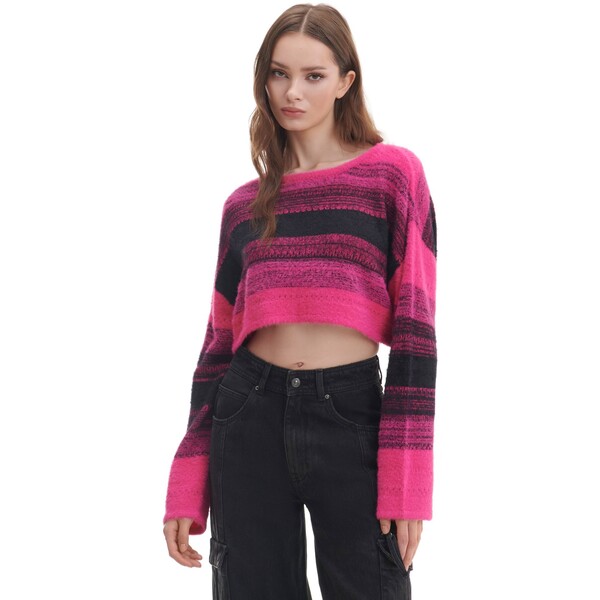 Cropp Różowo-czarny sweter 3421W-MLC