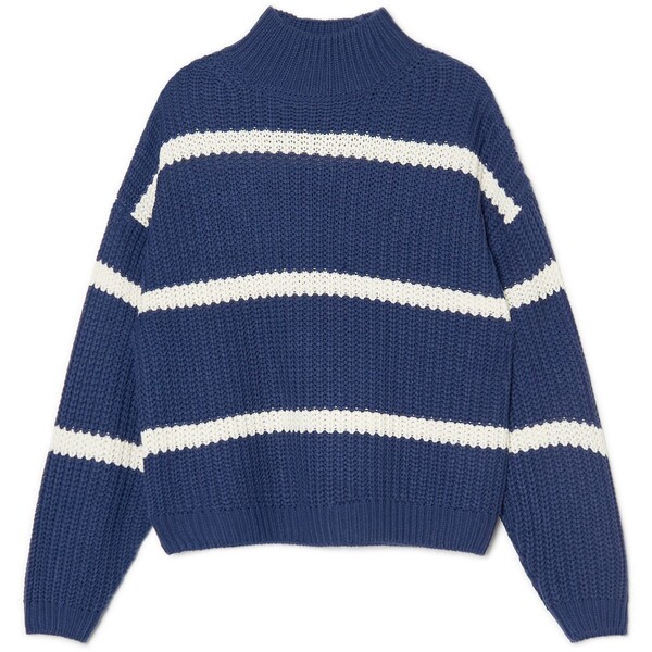 Cropp Granatowy sweter w paski z golfem 4796X-59X
