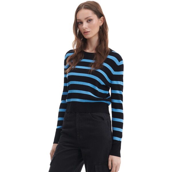 Cropp Czarno-niebieski sweter w paski 3419W-50X