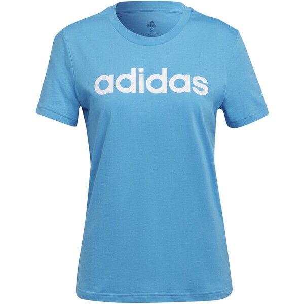 Koszulka damska adidas SPORTSWEAR LOUNGEWEAR ESSENTIALS SLIM LOGO niebieska HC9272