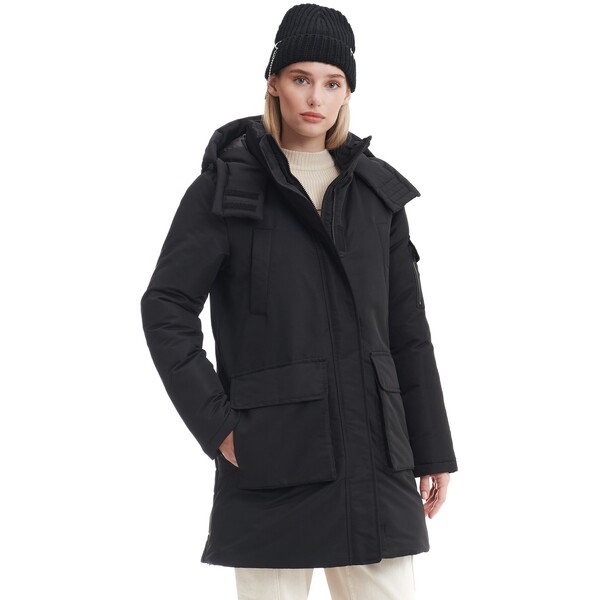 Cropp Czarny zimowy płaszcz z kapturem 9293U-99X