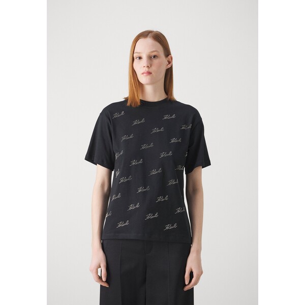 KARL LAGERFELD RHINESTONE T-shirt z nadrukiem K4821D0F0-Q11