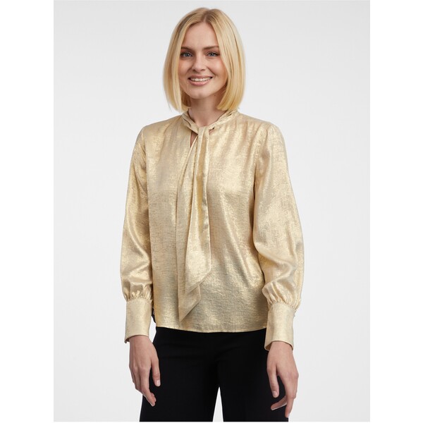 Orsay Damska satynowa bluzka w kolorze złotym 600255084000