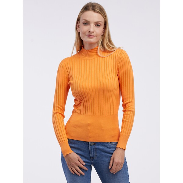Orsay Pomarańczowy sweter damski w prążki 507512203000