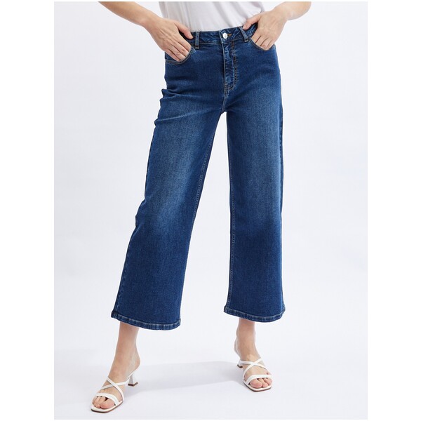 Orsay Granatowe jeansy damskie z rozszerzanymi nogawkami 313082548000