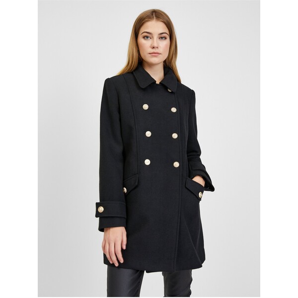 Orsay Czarny płaszcz zimowy z domieszką wełny 830277-660000