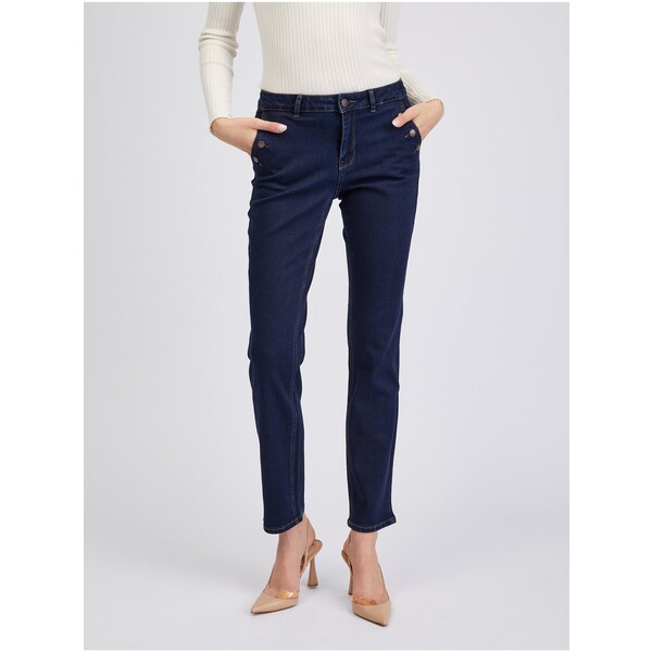 Orsay Ciemnoniebieskie damskie jeansy straight fit 312176550000