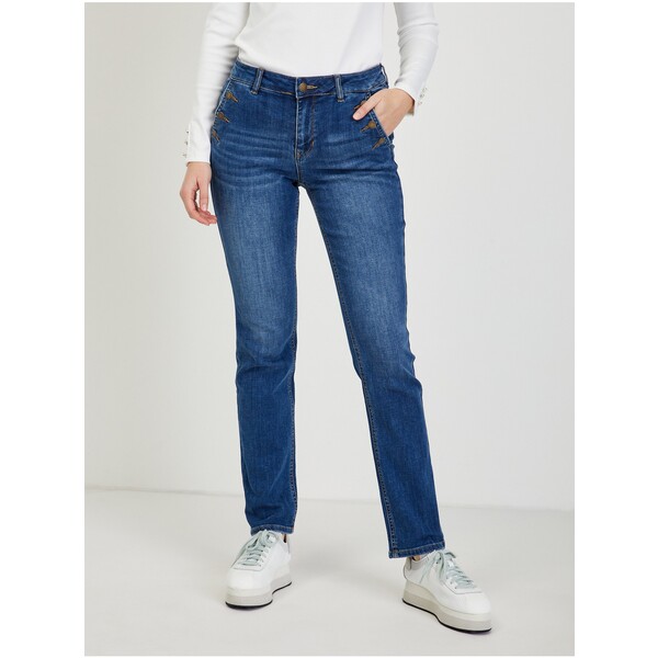 Orsay Niebieskie jeansy damskie straight fit Miko 312174-580000