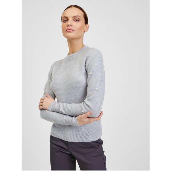 Orsay Szary sweter damski z ozdobnymi detalami 507491-692000
