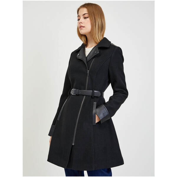 Orsay Czarny płaszcz zimowy z domieszką wełny 830278-660000