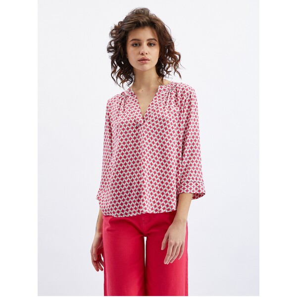 Orsay Biało-różowa bluzka damska wzorzysta 619120359000