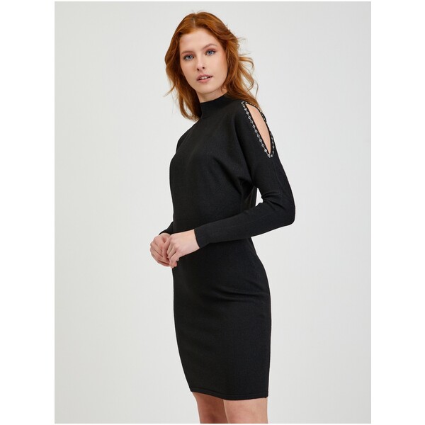 Orsay Czarna damska sukienka swetrowa z wycięciami 530384-660000