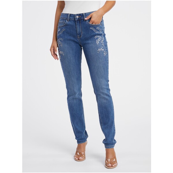 Orsay Niebieskie jeansy damskie slim fit 365064580000