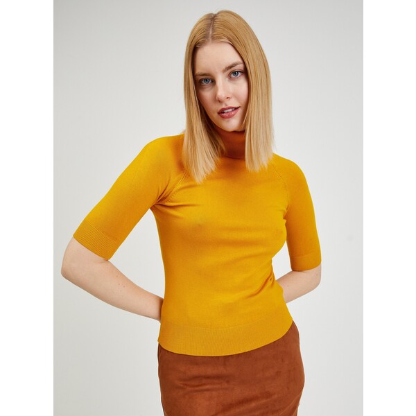 Orsay Żółty sweter damski z krótkim rękawem 507315-142000