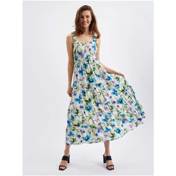 Orsay Niebiesko-kremowa damska sukienka w kwiaty 462133458000