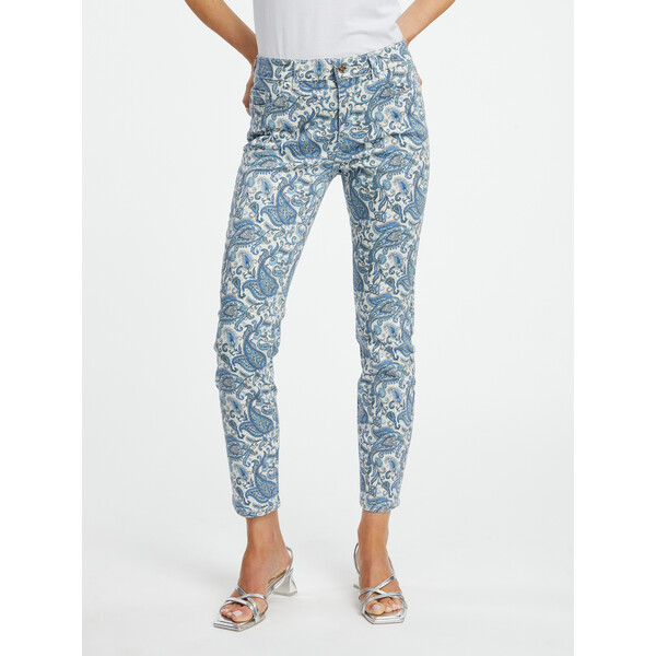 Orsay Niebieskie damskie wzorzyste jeansy slim fit 365063555000