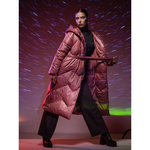 Orsay Różowy damski płaszcz puchowy 815032345000