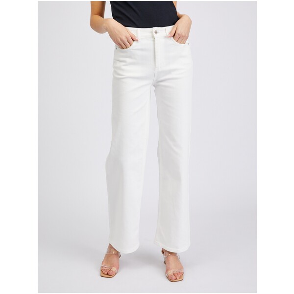 Orsay Białe damskie wide leg jeansy 313081000000